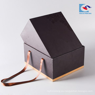 Caja negra del cajón de la cartulina de papel del proveedor de China con la cinta